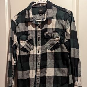 Vans green plaid button up